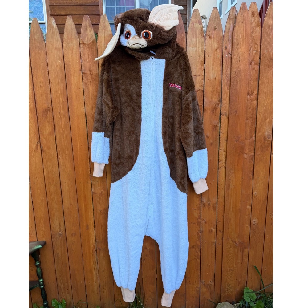 Gremlins Gizmo Plush Hooded One Piece Costume Brown White One Size WBEI
